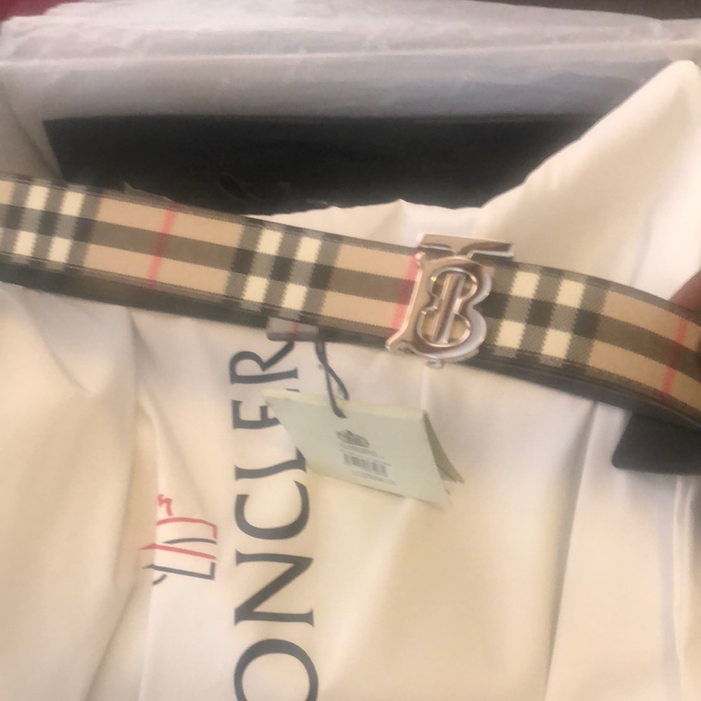 Brand new Burberry Check Belt with Monogram Buckle